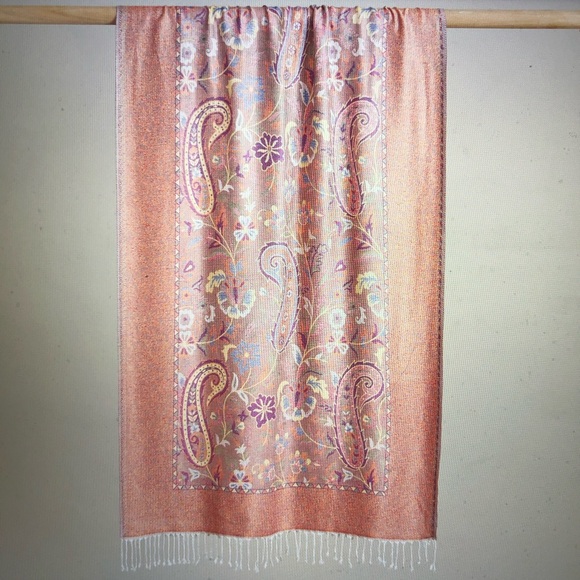 Sundance New Primavera Paisley Wrap Scarf Fringed Soft - Picture 5 of 15